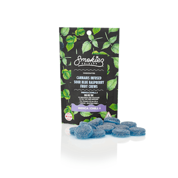 Sour Blue Raspberry Indica THC Fruit Chews 100mg